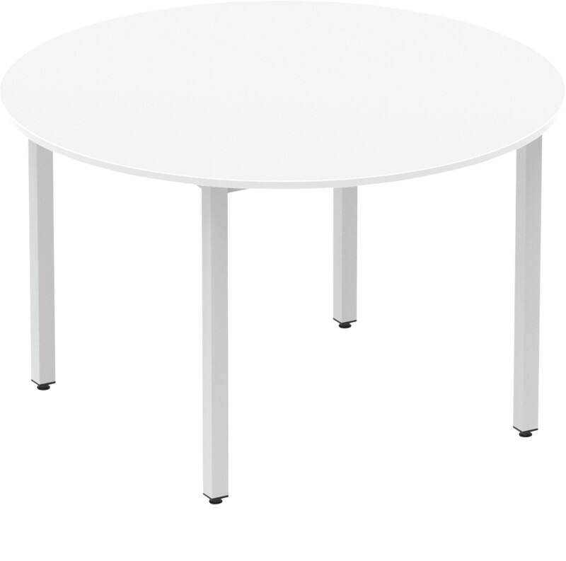 dynamic Impulse Circle Conference Table MFC (Melamine Faced Chipboard) White Silver 1,200 x 1,200 x 740 mm