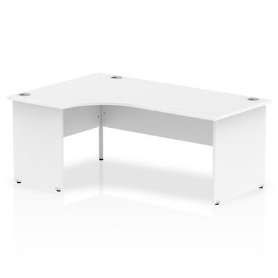 Dynamic Corner Left Hand Crescent Desk White MFC Panel End Leg White Frame Impulse 1800/1200 x 600/800 x 730mm