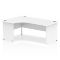 Dynamic Corner Left Hand Crescent Desk White MFC Panel End Leg White Frame Impulse 1800/1200 x 600/800 x 730mm