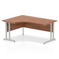 Dynamic Corner Left Hand Crescent Desk Walnut MFC Cantilever Leg Grey Frame Impulse 1600/1200 x 600/800 x 730mm