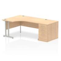 dynamic Impulse Left Hand Desk Corner Maple Cantilever 3 Drawers 1 Pedestal 2,030 (W) x 1,200 (D) x 730 (H) mm MFC (Melamine Faced Chipboard)