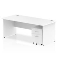 dynamic Impulse Straight Desk Rectangular White Base panel 2 Drawers 1 Pedestal 1,800 (W) x 800 (D) x 730 (H) mm MFC (Melamine Faced Chipboard)