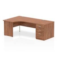 dynamic Impulse Left Hand Desk Corner Walnut Base panel 3 Drawers 1 Pedestal 2,030 (W) x 1,200 (D) x 730 (H) mm MFC (Melamine Faced Chipboard)