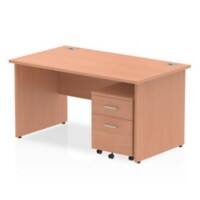dynamic Impulse Straight Desk Rectangular Beech Base panel 2 Drawers 1 Pedestal 1,400 (W) x 800 (D) x 730 (H) mm MFC (Melamine Faced Chipboard)