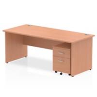 dynamic Impulse Straight Desk Rectangular Beech Base panel 2 Drawers 1 Pedestal 1,800 (W) x 800 (D) x 730 (H) mm MFC (Melamine Faced Chipboard)