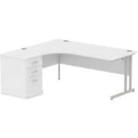 dynamic Impulse Left Hand Desk Corner White Cantilever 3 Drawers 1 Pedestal 1,800 (W) x 1,630 (D) x 730 (H) mm MFC (Melamine Faced Chipboard)