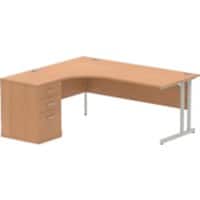 dynamic Impulse Left Hand Desk Rectangular Oak Cantilever 3 Drawers 1 Pedestal 1,800 (W) x 1,630 (D) x 730 (H) mm MFC (Melamine Faced Chipboard)