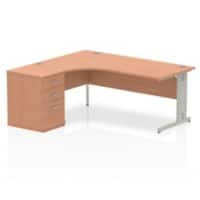 Dynamic Corner Left Hand Desk Beech MFC Cable Managed Cantilever Leg Grey Frame Impulse 1800/1630 x 800/600 x 730mm