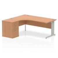 dynamic Impulse Left Hand Desk Freeform Oak Cantilever 3 Drawers 1 Pedestal 1,800 (W) x 1,630 (D) x 730 (H) mm MFC (Melamine Faced Chipboard)