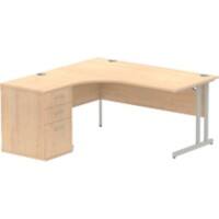 dynamic Impulse Left Hand Desk Corner Maple Cantilever 3 Drawers 1 Pedestal 1,600 (W) x 1,630 (D) x 730 (H) mm MFC (Melamine Faced Chipboard)