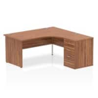 Dynamic Corner Right Hand Desk Walnut MFC Panel End Leg Walnut Frame Impulse 1600/1630 x 800/600 x 730mm