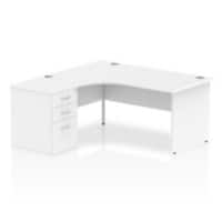 Dynamic Corner Left Hand Desk White MFC Panel End Leg White Frame Impulse 1600/1630 x 800/600 x 730mm
