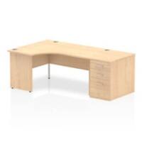 dynamic Impulse Left Hand Desk Corner Maple Base panel 3 Drawers 1 Pedestal 2,030 (W) x 1,200 (D) x 730 (H) mm MFC (Melamine Faced Chipboard)