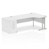 Dynamic Corner Right Hand Desk White MFC Cantilever Leg Grey Frame Impulse 2230/1200 x 800/600 x 730mm