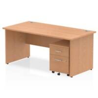 dynamic Impulse Straight Desk Rectangular Oak Base panel 2 Drawers 1 Pedestal 1,600 (W) x 800 (D) x 730 (H) mm MFC (Melamine Faced Chipboard)