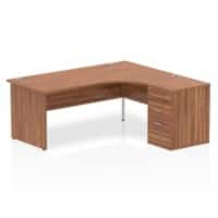 Dynamic Corner Right Hand Desk Walnut MFC Panel End Leg Walnut Frame Impulse 1800/1630 x 800/600 x 730mm