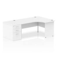 Dynamic Corner Right Hand Desk White MFC Panel End Leg White Frame Impulse 1600 x 1200 x 730 mm