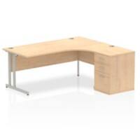 Dynamic Corner Right Hand Desk Maple MFC Cantilever Leg Grey Frame Impulse 1800/1630 x 800/600 x 730mm