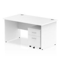 dynamic Impulse Straight Desk Rectangular White Base panel 2 Drawers 1 Pedestal 1,400 (W) x 800 (D) x 730 (H) mm MFC (Melamine Faced Chipboard)