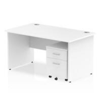 Dynamic Rectangular Straight Desk Beech MFC Panel End Leg Beech Colour Frame Impulse 1 x 2 Drawer Mobile Pedestal Bundle 1400 x 800 x 730mm