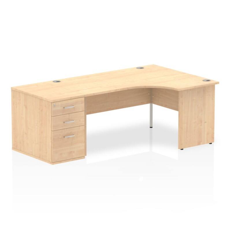 dynamic Impulse Right Hand Desk Corner Maple Base panel 3 Drawers 1 Pedestal 2,030 (W) x 1,200 (D) x 730 (H) mm MFC (Melamine Faced Chipboard)