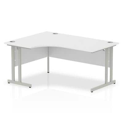 Corner Desks Left Hand Crescent Desk White MFC Cantilever Legs White Impulse 1600/1200 x 600/800 x 730mm
