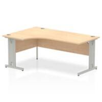 Dynamic Corner Left Hand Crescent Desk Maple MFC Cable Managed Cantilever Leg Grey Frame Impulse 1800/1200 x 600/800 x 730mm