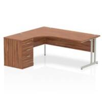 Dynamic Corner Left Hand Desk Walnut MFC Cantilever Leg Grey Frame Impulse 1800/1630 x 800/600 x 730mm