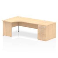 Dynamic Corner Left Hand Desk Maple MFC Panel End Leg Maple Frame Impulse 1800 x 1200 x 730 mm