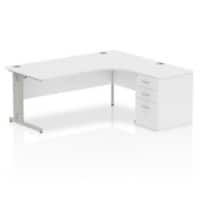 dynamic Impulse Right Hand Desk Corner White Cantilever 3 Drawers 1 Pedestal 1,800 (W) x 1,630 (D) x 730 (H) mm MFC (Melamine Faced Chipboard)