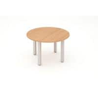 Round Meeting Table Beech MFC Post Legs Silver Impulse 1200 x 1200 x 730mm