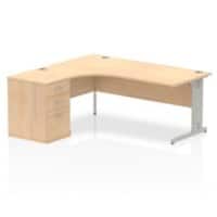 dynamic Impulse Left Hand Desk Corner Maple Cantilever 3 Drawers 1 Pedestal 1,800 (W) x 1,630 (D) x 730 (H) mm MFC (Melamine Faced Chipboard)