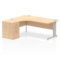 Dynamic Corner Left Hand Desk Maple MFC Cable Managed Cantilever Leg Grey Frame Impulse 1800/1630 x 800/600 x 730mm