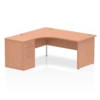 Dynamic Corner Left Hand Desk Beech MFC Panel End Leg Grey Frame Impulse 1600/1630 x 800/600 x 730mm