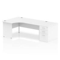 Dynamic Corner Left Hand Desk White MFC Panel End Leg White Frame Impulse 1800 x 1200 x 730 mm