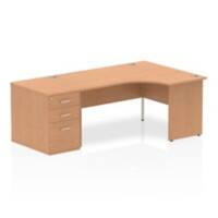 dynamic Impulse Right Hand Desk Freeform Oak Base panel 3 Drawers 1 Pedestal 2,030 (W) x 1,200 (D) x 730 (H) mm MFC (Melamine Faced Chipboard)