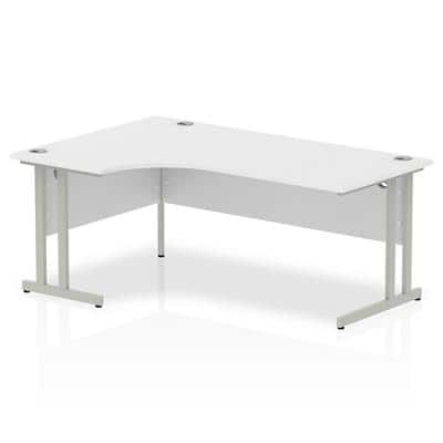 Dynamic Corner Left Hand Crescent Desk White MFC Cantilever Leg White Frame Impulse 1800/1200 x 600/800 x 730mm