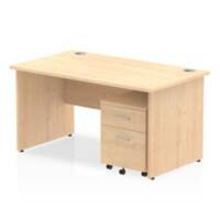 dynamic Impulse Straight Desk Rectangular Maple Base panel 2 Drawers 1 Pedestal 1,400 (W) x 800 (D) x 730 (H) mm MFC (Melamine Faced Chipboard)