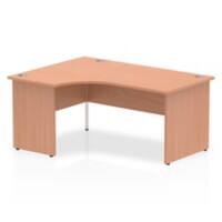 Dynamic Corner Left Hand Crescent Desk Beech MFC Panel End Leg Beech Frame Impulse 1600/1200 x 600/800 x 730mm