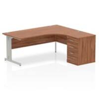 Dynamic Corner Right Hand Desk Walnut MFC Cable Managed Cantilever Leg Grey Frame Impulse 2230/1200 x 800/600 x 730mm