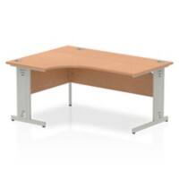 Dynamic Radial Left Hand Crescent Desk Oak MFC Cable Managed Cantilever Leg Grey Frame Impulse 1600/1200 x 600/800 x 730mm