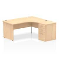 Dynamic Corner Right Hand Desk Maple MFC Panel End Leg Maple Frame Impulse 1600/1630 x 800/600 x 730mm