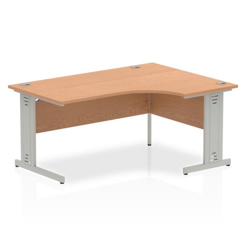 dynamic Impulse Right Hand Desk Freeform Oak Cantilever 1,600 (W) x 1,200 (D) x 730 (H) mm MFC (Melamine Faced Chipboard)