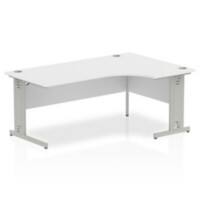 Dynamic Corner Right Hand Crescent Desk White MFC Cable Managed Cantilever Leg Grey Frame Impulse 1800/1200 x 600/800 x 730mm