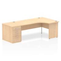 dynamic Impulse Right Hand Desk Corner Maple Base panel 3 Drawers 1 Pedestal 2,230 (W) x 1,200 (D) x 730 (H) mm MFC (Melamine Faced Chipboard)