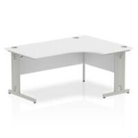 Dynamic Corner Right Hand Crescent Desk White MFC Cable Managed Cantilever Leg Grey Frame Impulse 1600/1200 x 600/800 x 730mm