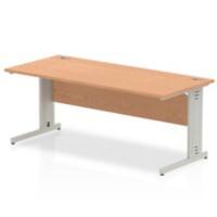 Dynamic Rectangular Office Desk Oak MFC Cable Managed Cantilever Leg Grey Frame Impulse 1800 x 800 x 730mm