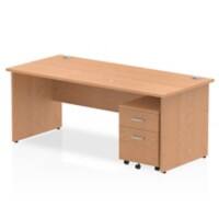 dynamic Impulse Straight Desk Rectangular Oak Base panel 2 Drawers 1 Pedestal 1,800 (W) x 800 (D) x 730 (H) mm MFC (Melamine Faced Chipboard)