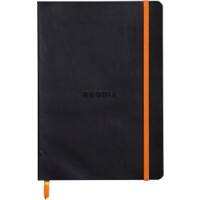 Rhodia Notebook 117402C A5 Ruled Glued Side Bound Faux Leather Soft Cover Black 160 Pages 80 Sheets