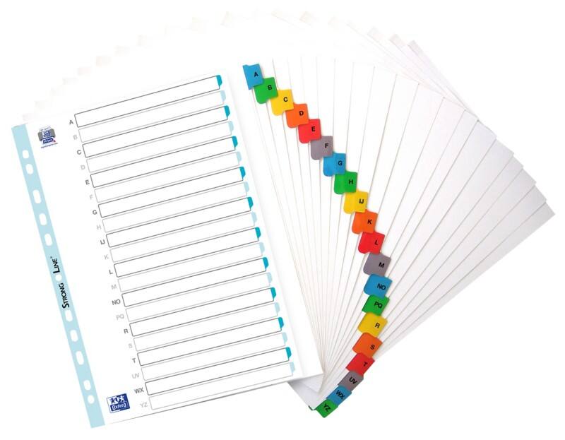 OXFORD A - Z Alphabetical Dividers  A4+ Assorted 20 Part Cardboard, Plastic 11 Holes 100204603